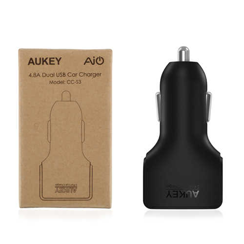 מטען לרכב 2 יציאות Aukey 24W/4.8A USB דגם CC-S3