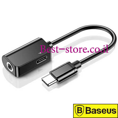 כבל מפצל USB C זכר - USB C + Aux 3.5mm נקבה Baseus