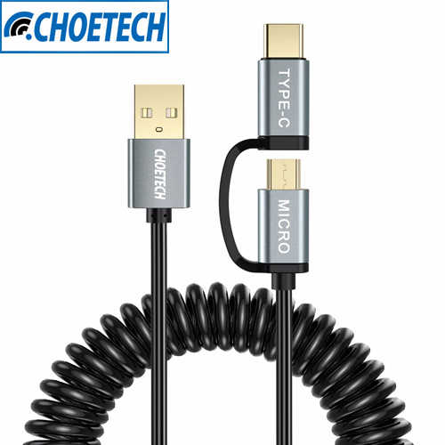 כבל טעינה 2 ב-1 CHOETECH  USB Type C/Micro USB