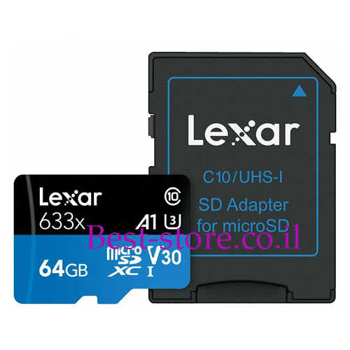 כרטיס זיכרון Lexar Professional Micro SDXC 64GB A1 U3 V30 95MB/s