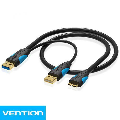 כבל הזנה מתח כפול Vention USB A x2 - Micro USB 3.0