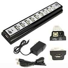מפצל USB 2.0 שחור 10 כניסות כולל ספק כח