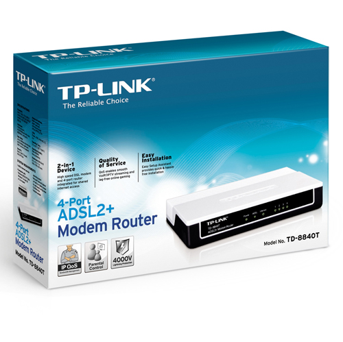 נתב קווי + מודם מובנה TP-Link דגם TD-8840T