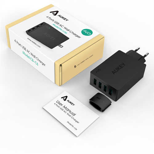 מטען קיר 4 יציאות Aukey 40W/8A USB דגם PA-U36