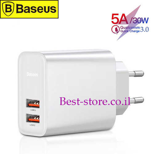 מטען קיר מהיר Baseus QC 3.0 / PD 3.0 5A דגם BS-EU906