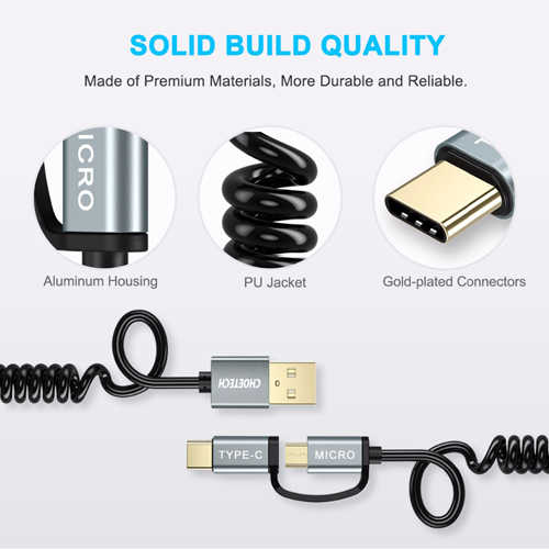 כבל טעינה 2 ב-1 CHOETECH  USB Type C/Micro USB