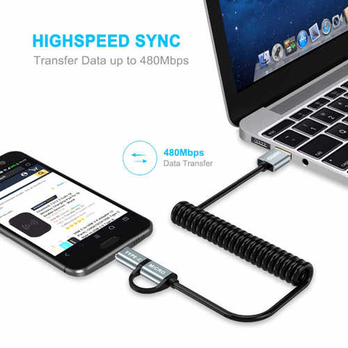 כבל טעינה 2 ב-1 CHOETECH  USB Type C/Micro USB
