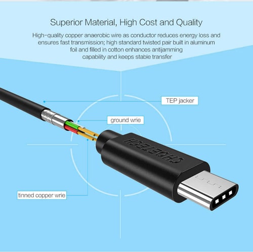 כבל טעינה וסנכרון USB 2.0 - USB Type C באורך 1 מטר Choetech