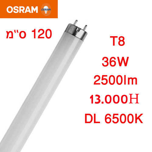 נורת פלורסנט Osram T8 120cm 36W 6.5K