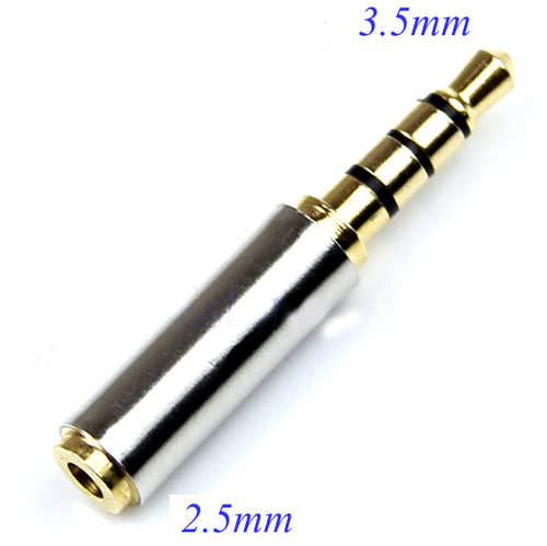 מתאם מתכתי סטריאו 2.5mm נקבה - 3.5mm זכר TRRS
