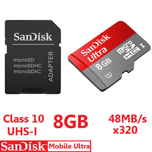 כרטיס זיכרון Micro SDHC 8GB Class 10 48MB/s SanDisk
