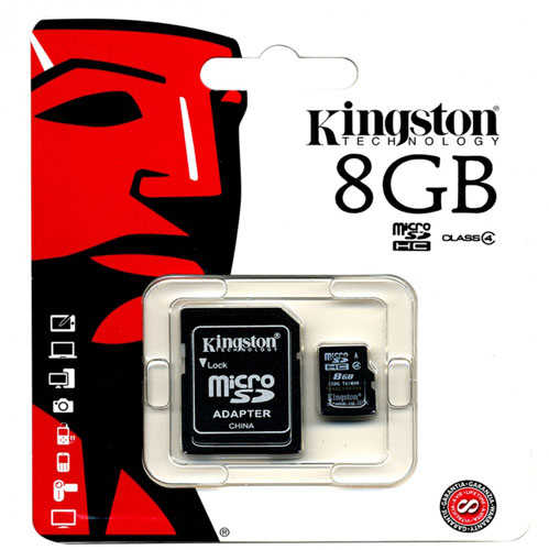 כרטיס זיכרון Micro SDHC 8GB Class 4 Kingston