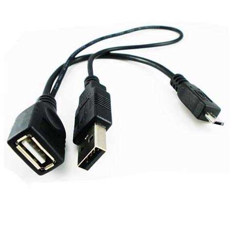 כבל OTG  בחיבור מיקרו USB וכבל USB נוסף לטעינה