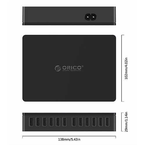 מטען שולחני 12 יציאות Orico 100W/20A USB דגם DUB-12P