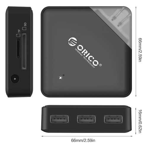 קורא כרטיסים/מפצל Orico USB 2.0 דגם C2TS