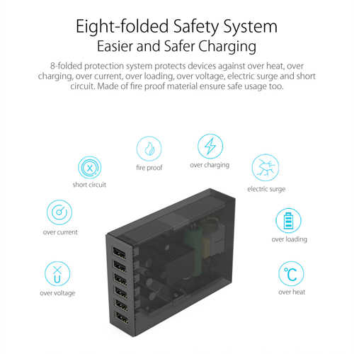מטען שולחני 6 יציאות Orico 50W/10A USB דגם CSL-6U