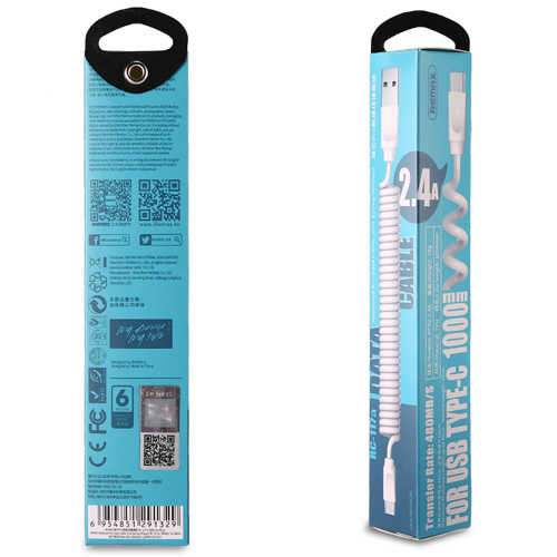 כבל טעינה וסנכרון USB Type-C 2.4A מסולסל Remax