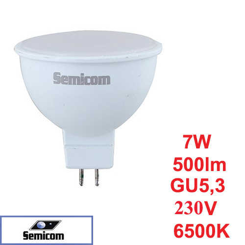 נורת דקרויקה לד Semicom 12V GU5.3 7W 6.5K 38d