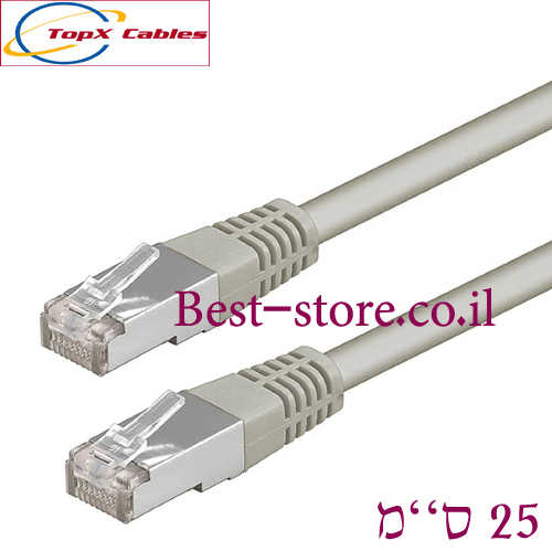 כבל רשת מסוכך CAT6 באורך 0.25 מטר Topx