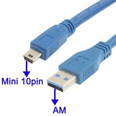 כבל USB3.0 מ-A זכר ל-10P MINI B זכר, 1.8 מטר