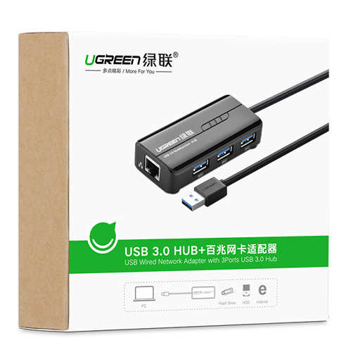 מפצל USB 3.0 עם כניסת רשת Ugreen 1Gbps