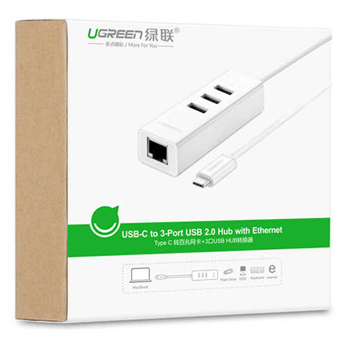 מפצל USB 3.1 עם כניסת רשת Ugreen 100Mbps