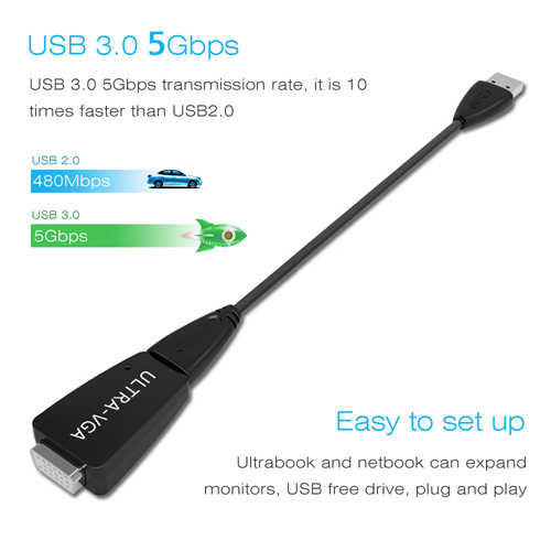 כבל ממיר WavLink USB 3.0 - VGA