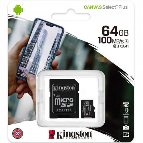 כרטיס זיכרון Kingston Canvas Select Plus A1 64GB 100MB/s MicroSDXC